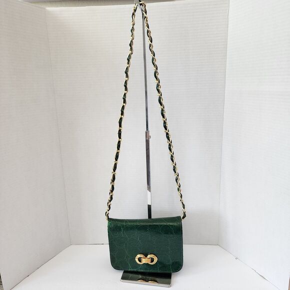 Subissati Green Leather Crossbody Croc Embossed Made in Italy READ DESCRIPTION - Picture 5 of 16